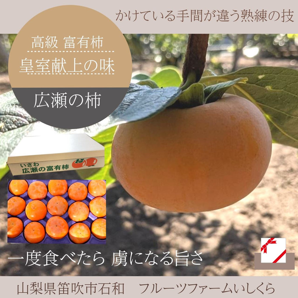 柿 甘柿 【フルーツファームいしくら】 富有柿 皇室献上の味 広瀬の柿 7.5kg ３L 24個 贈答用 山梨県笛吹市 種なし かき《10/下旬～11/上旬の出荷》