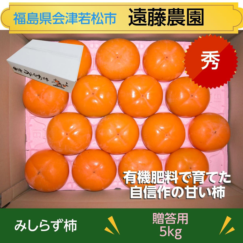 柿 【遠藤農園】みしらず柿 御山柿 5kg L~2L 18~20個 秀 福島県会津 《11/下旬～12/上旬出荷》