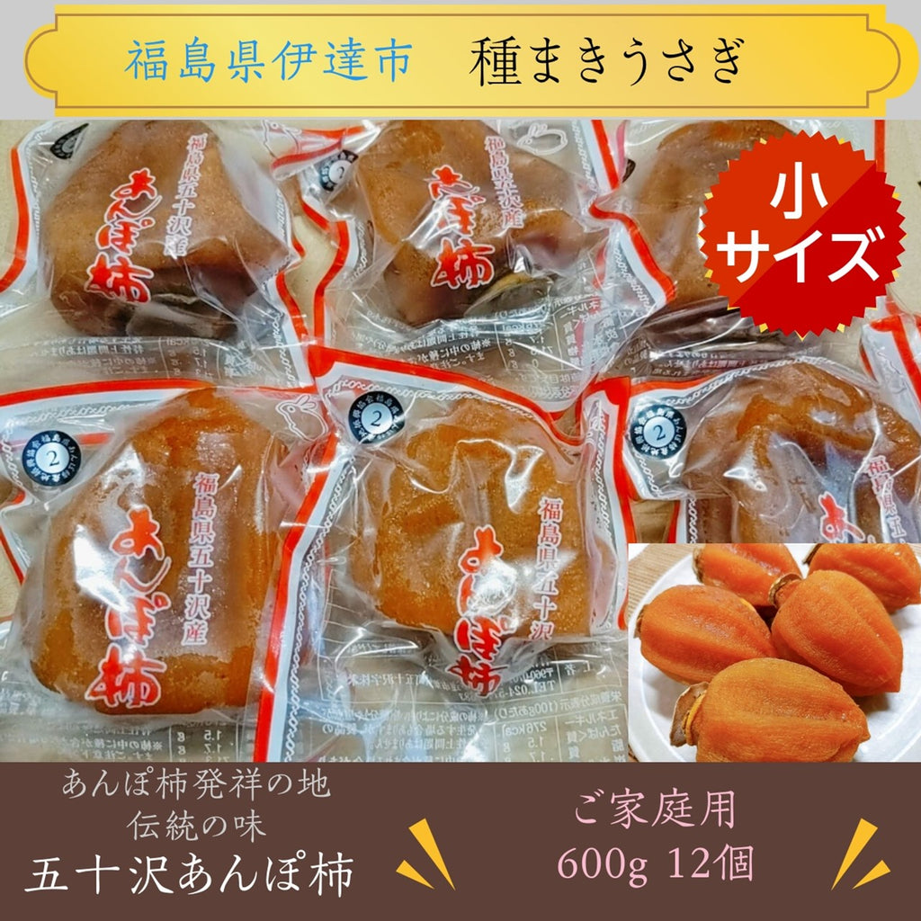 干し柿 【種まきうさぎ】 五十沢 あんぽ柿 600g 小サイズ12個前後 ご家庭用 福島県伊達《12/15頃～12/下旬より出荷》